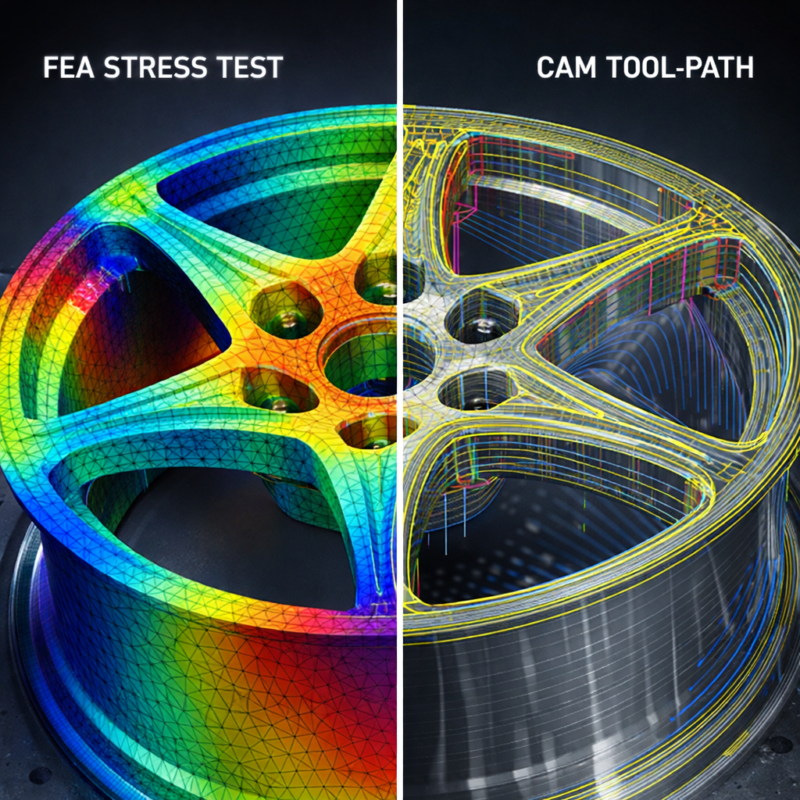 02 FEA Stress Testing and CAM Tool Path for Forged Wheels