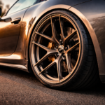 A high-performance luxury sports car showcasing a perfect, millimeter-flush stance with custom offset CNWR forged wheels.