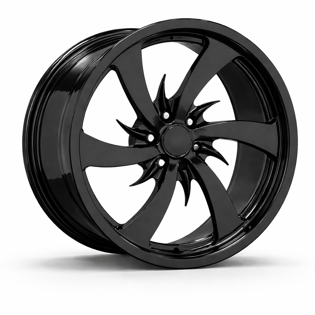 CNWR-FG0262P-1 Custom Rotational 5-Spoke Forged Gloss Black Wheels for Hot Rods, Trucks & Motorcycles - Image 1