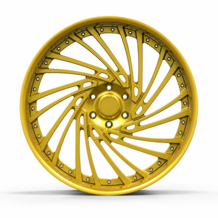 Front-facing commercial product shot of a luxury 3-piece forged truck wheel for Toyota Tacoma, highlighting the dynamic spiral spoke design and 6x139.7 bolt pattern against a clean, pure white background.