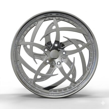 Front-facing commercial product shot of a custom 22x10 3-piece forged wheel for 1979 Ford F-150, featuring polished directional blade spokes and a clean logo-free center cap.