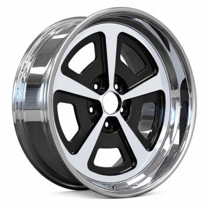 High-end 3/4 perspective of an aftermarket classic cast wheel for 1968-1972 Chevelle, highlighting the brilliant machined face and vintage-inspired geometry.