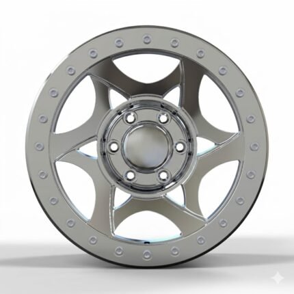 Front-facing commercial product shot of a 6x139.7 bolt pattern off-road beadlock wheel for 1999 Nissan Patrol, highlighting the robust 6-spoke design and cast-in lock ring.