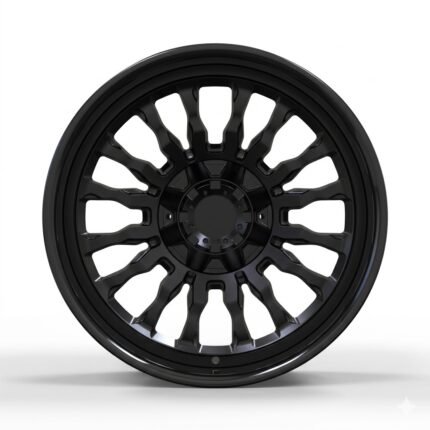 Front-facing commercial product shot of a 20x10 custom off-road wheel for 2021+ Ford Bronco, featuring a matte black multi-spoke face and simulated 2-piece hardware.